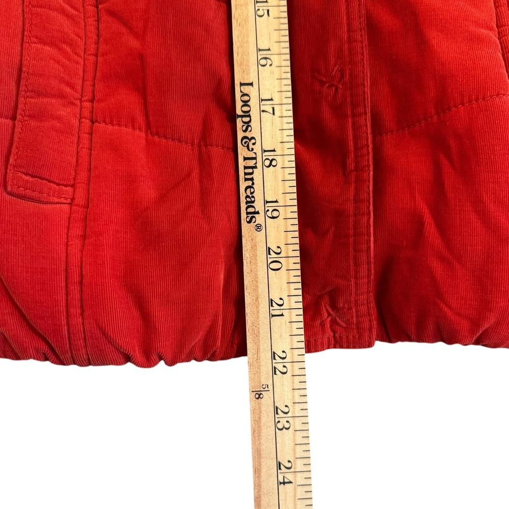 Daughters of the Liberation XS Red‎ Corduroy Quilted Shawl Collar Puffer Vest - Picture 6 of 10